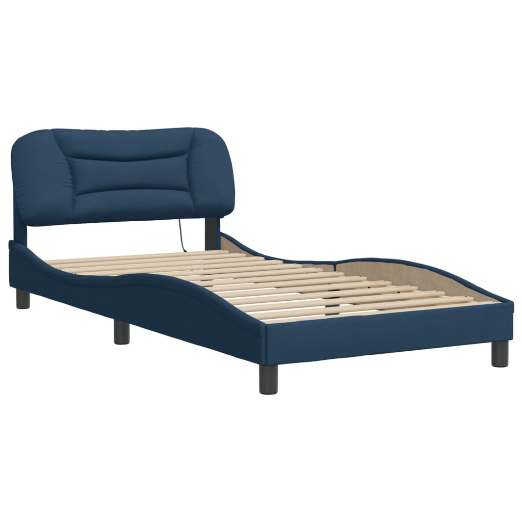 Vidaxl bedframe met led zonder matras hvar 100x200 cm stof blauw