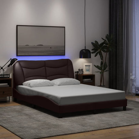 Vidaxl bedframe met led zonder matras hvar 120x200 cm stof donkerbruin