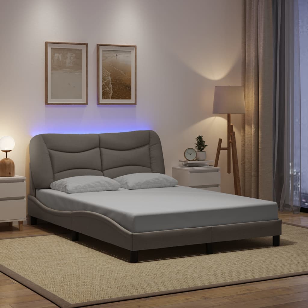 Vidaxl bedframe met led zonder matras hvar 120x200 cm stof taupe