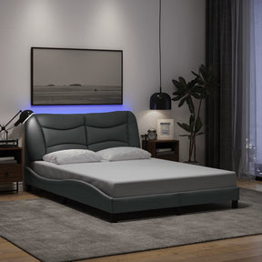 Vidaxl bedframe met led zonder matras hvar stof 140x190 cm lichtgrijs
