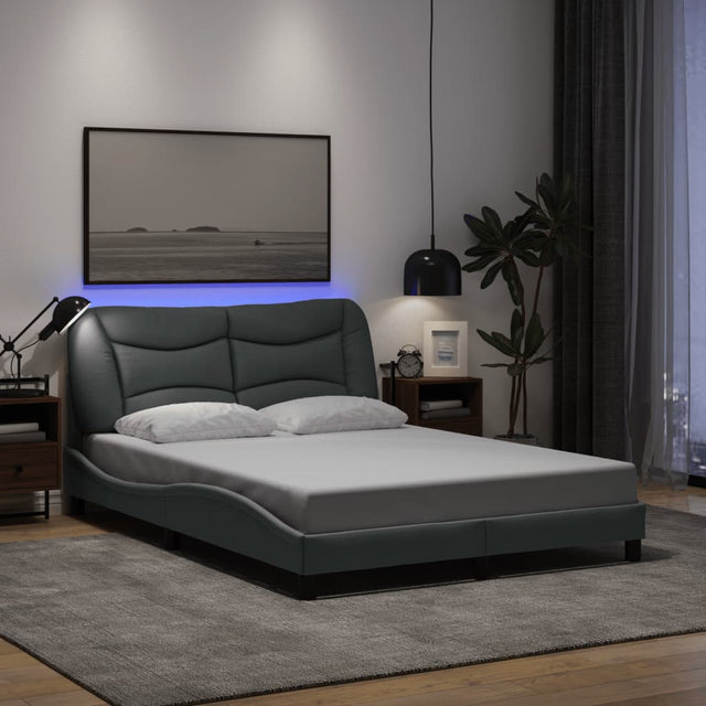 Vidaxl bedframe met led zonder matras hvar stof 140x190 cm lichtgrijs