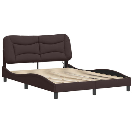 Vidaxl bedframe met led zonder matras hvar 140x190 cm stof donkerbruin