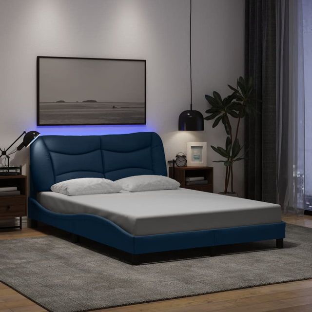 Vidaxl bedframe met led zonder matras hvar 140x190 cm stof blauw