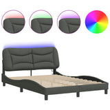 Vidaxl bedframe met led zonder matras hvar 140x200 cm stof donkergrijs