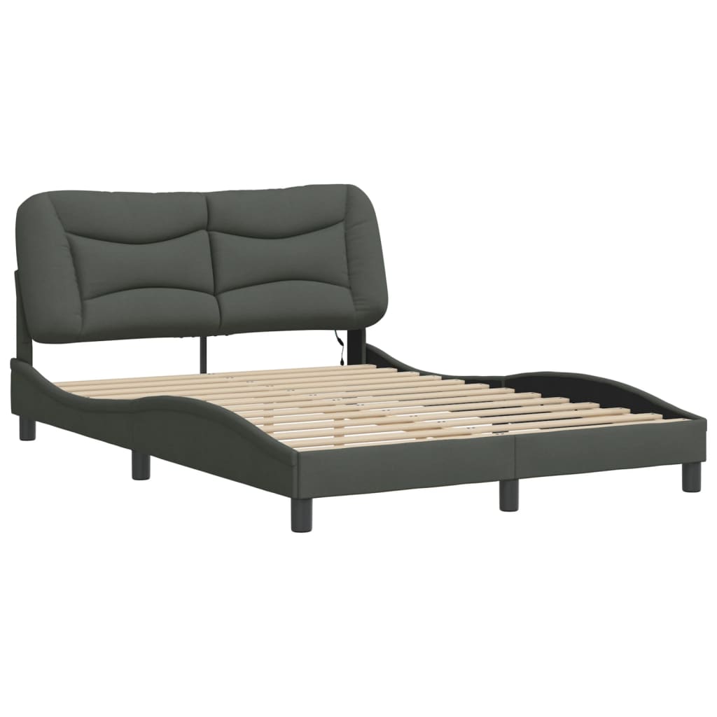 Vidaxl bedframe met led zonder matras hvar 140x200 cm stof donkergrijs