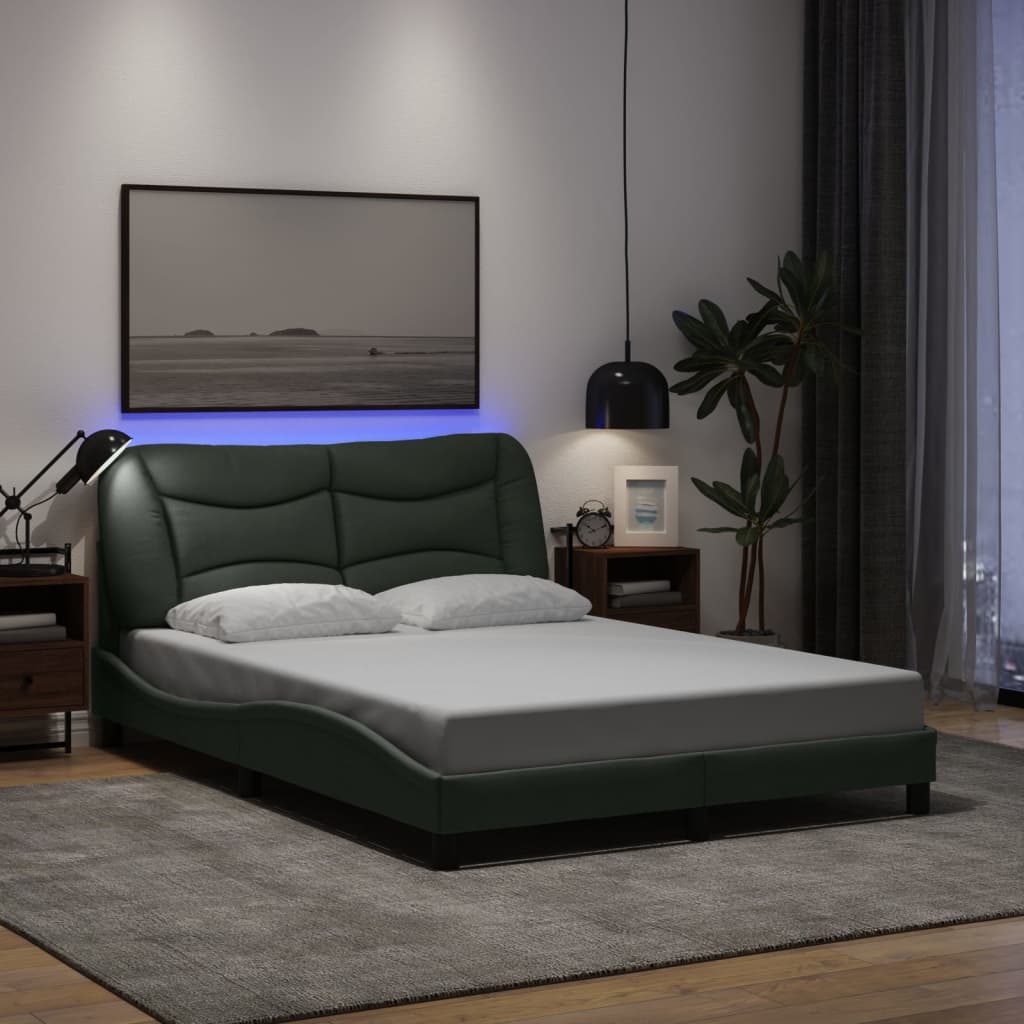 Vidaxl bedframe met led zonder matras hvar 140x200 cm stof donkergrijs