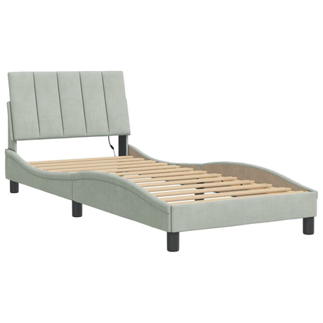 Vidaxl bedframe met led zonder matras hanko fluweel lichtgrijs 80x200 cm