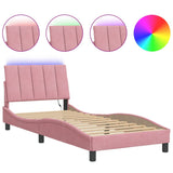 Vidaxl bedframe met led zonder matras hanko fluweel roze 90x190 cm