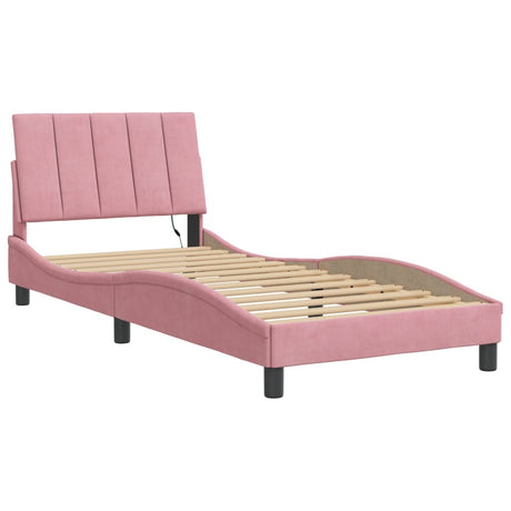 Vidaxl bedframe met led zonder matras hanko fluweel roze 90x200 cm