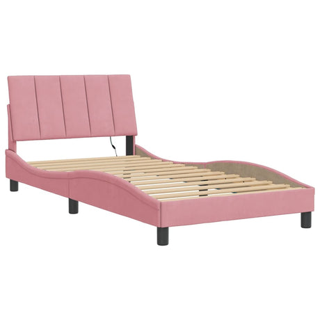 Vidaxl bedframe met led zonder matras hanko fluweel roze 100x200 cm