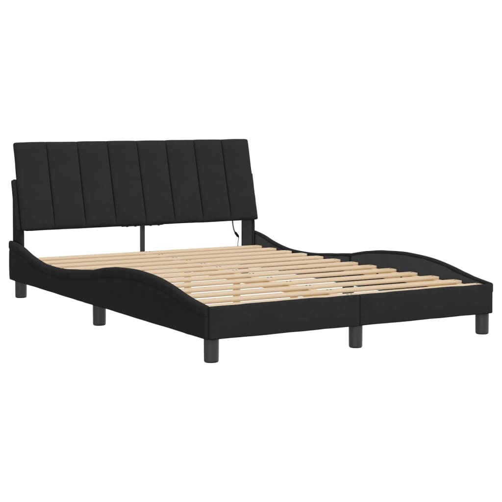 Vidaxl bedframe met led zonder matras hanko fluweel zwart 140x190 cm