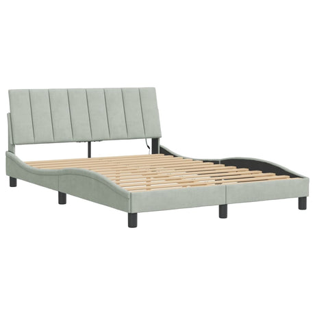 Vidaxl bedframe met led zonder matras hanko lichtgrijs 140x200 cm