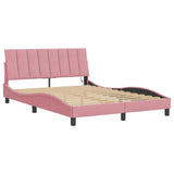 Vidaxl bedframe met led zonder matras hanko fluweel roze 140x200 cm