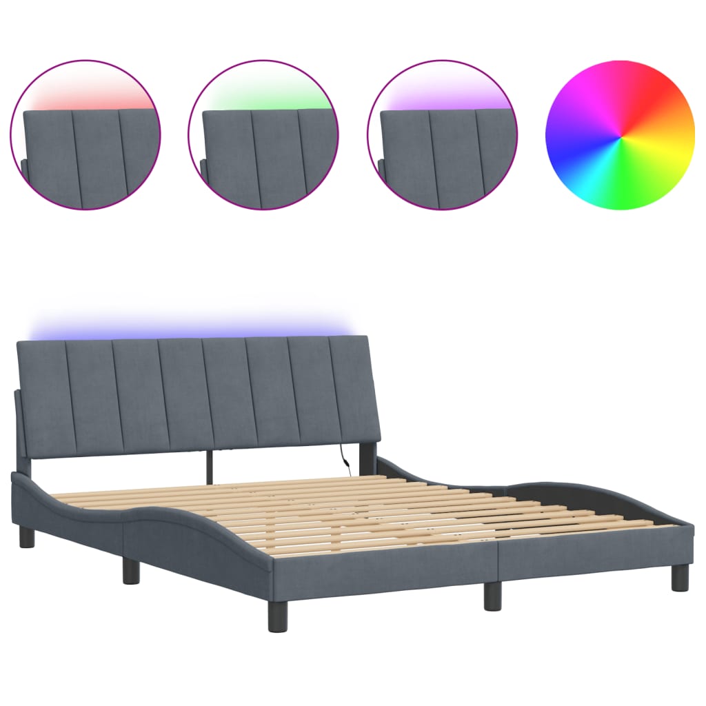 Vidaxl bedframe met led zonder matras hanko donkergrijs 160x200 cm