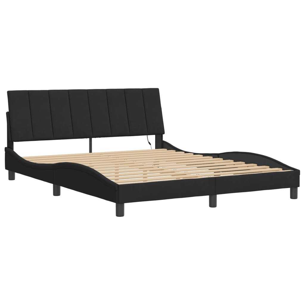 Vidaxl bedframe met led zonder matras hanko fluweel zwart 160x200 cm