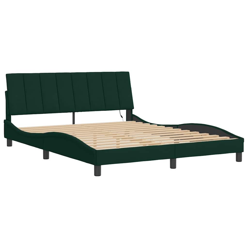 Vidaxl bedframe met led zonder matras hanko donkergroen 160x200 cm