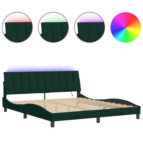 Vidaxl bedframe met led zonder matras hanko donkergroen 180x200 cm