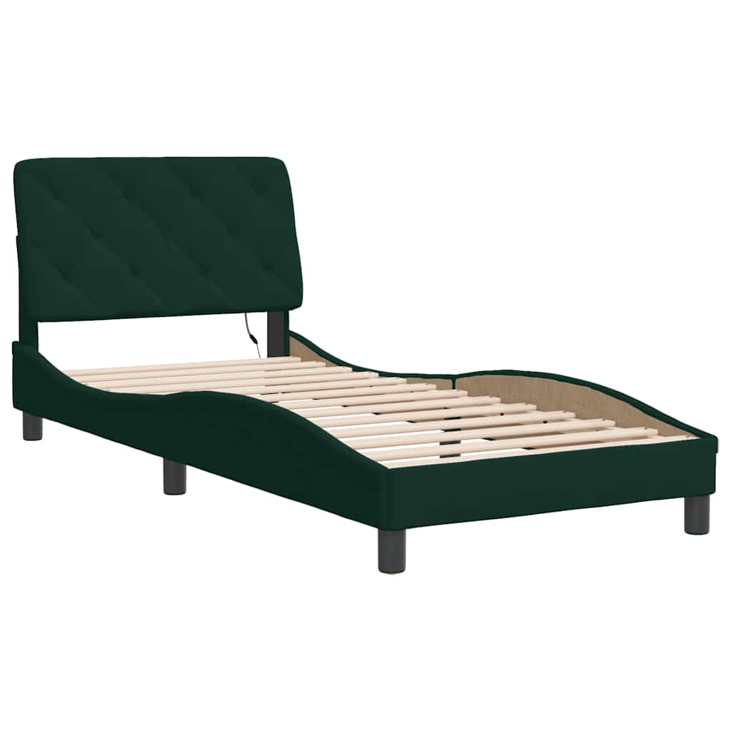 Vidaxl bedframe met led zonder matras fluweel donkergroen 80x200 cm