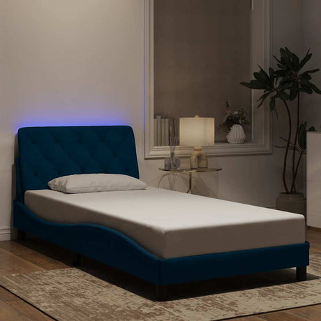 Vidaxl bedframe met led zonder matras fluweel blauw 100x200 cm