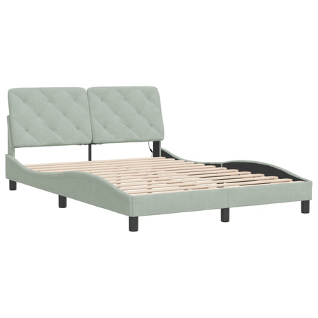 Vidaxl bedframe met led zonder matras fluweel lichtgrijs 120x200 cm