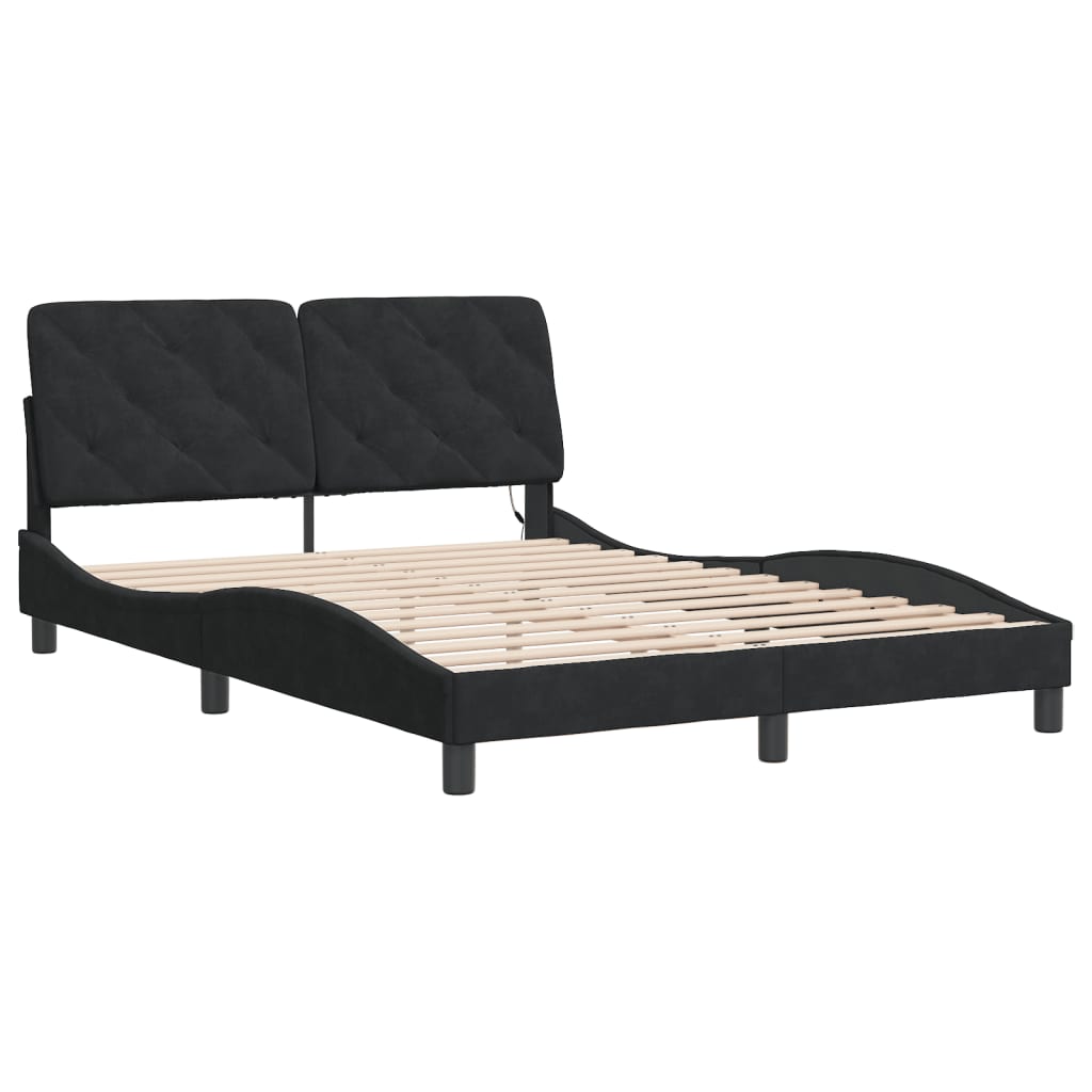 Vidaxl bedframe met led zonder matras fluweel zwart 120x200 cm