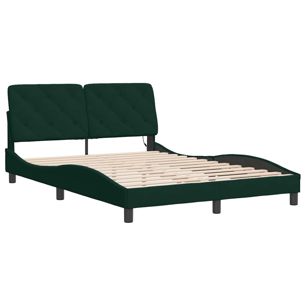 Vidaxl bedframe met led zonder matras fluweel donkergroen 120x200 cm