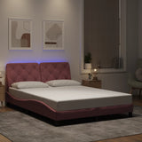 Vidaxl bedframe met led zonder matras fluweel roze 140x190 cm
