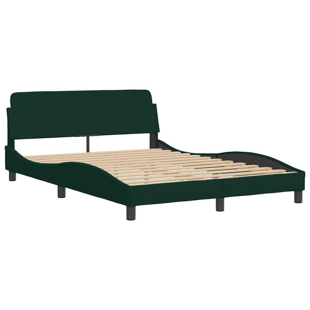 Vidaxl bedframe met led zonder matras fluweel donkergroen 140x200 cm