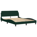Vidaxl bedframe met led zonder matras fluweel donkergroen 140x200 cm