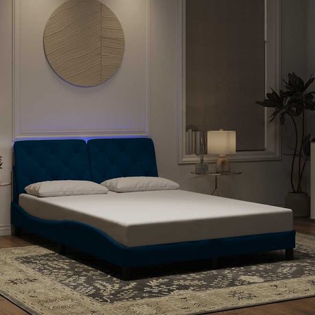 Vidaxl bedframe met led zonder matras fluweel blauw 140x200 cm