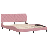 Vidaxl bedframe met led zonder matras fluweel roze 160x200 cm