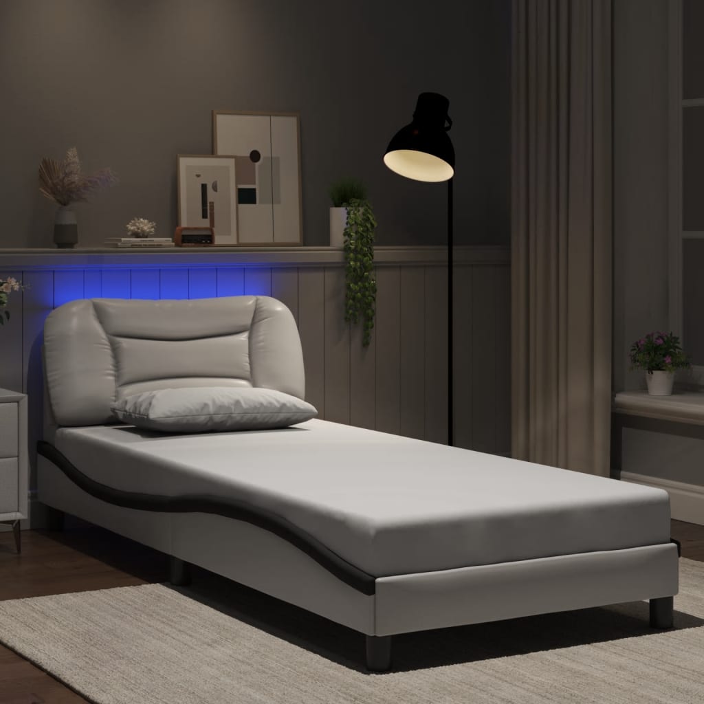 Vidaxl bedframe met led zonder matras hvar wit en zwart 80x200 cm