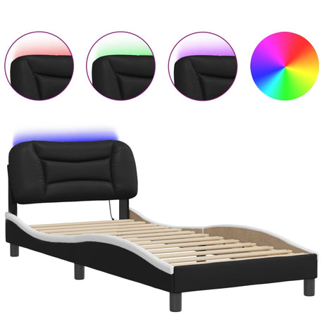 Vidaxl bedframe met led zonder matras hvar zwart en wit 90x200 cm