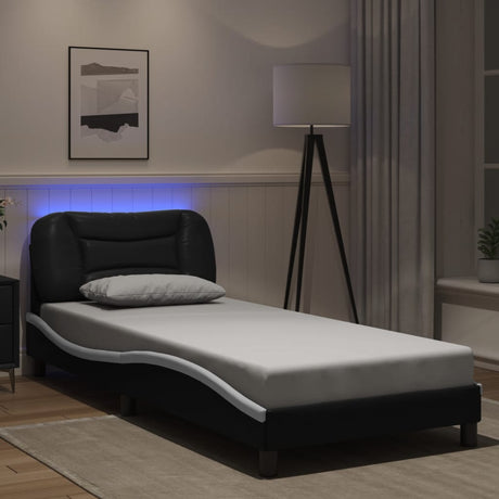 Vidaxl bedframe met led zonder matras hvar zwart en wit 90x200 cm