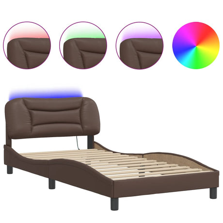 Vidaxl bedframe met led zonder matras hvar bruin 100x200 cm