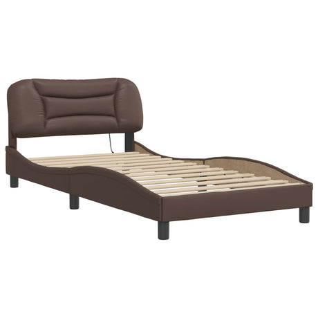 Vidaxl bedframe met led zonder matras hvar bruin 100x200 cm