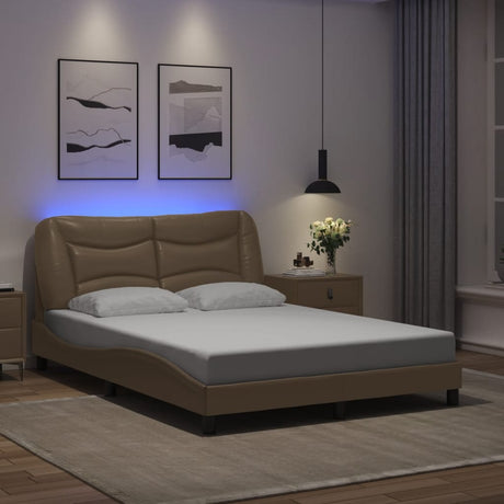 Vidaxl bedframe met led zonder matras hvar cappuccino 120x200 cm