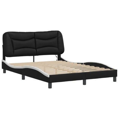 Vidaxl bedframe met led zonder matras hvar zwart en wit 140x190 cm