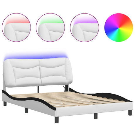 Vidaxl bedframe met led zonder matras hvar wit en zwart 140x190 cm