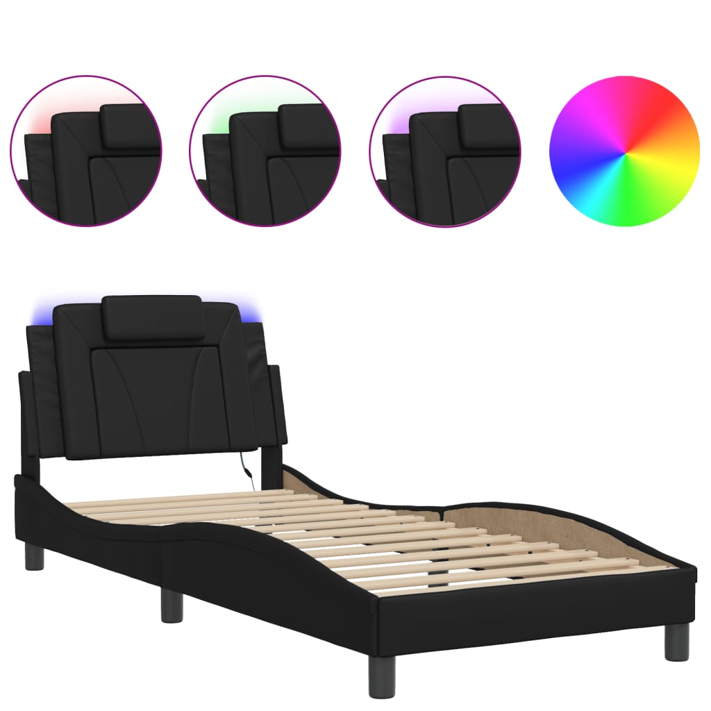 Vidaxl bedframe viana met led zonder matras zwart 90x190 cm