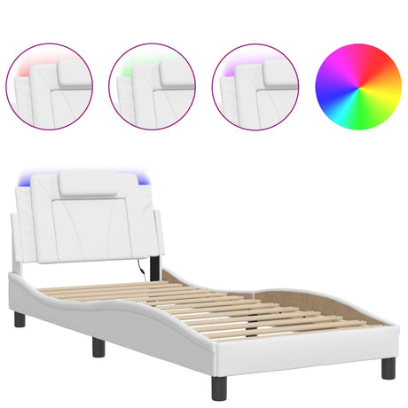 Vidaxl bedframe viana met led zonder matras wit 90x190 cm