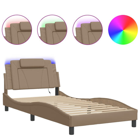 Vidaxl bedframe viana met led zonder matras cappuccino 100x200 cm