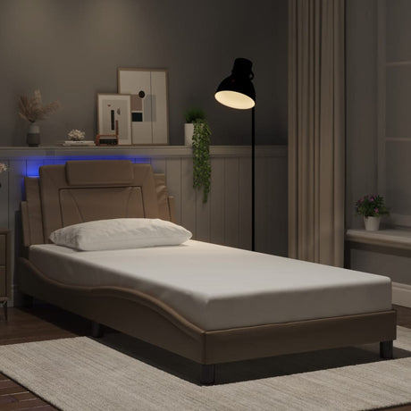Vidaxl bedframe viana met led zonder matras cappuccino 100x200 cm