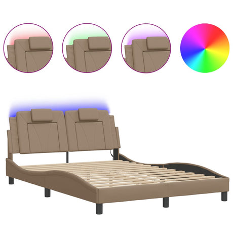 Vidaxl bedframe viana met led zonder matras cappuccino 120x200 cm