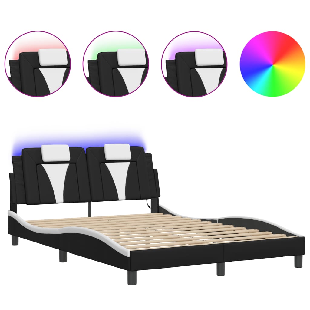 Vidaxl bedframe viana met led zonder matras zwart en wit 120x200 cm