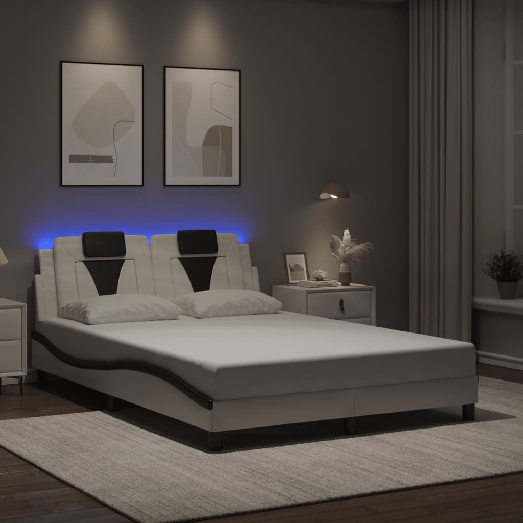 Vidaxl bedframe viana met led zonder matras wit en zwart 140x190 cm
