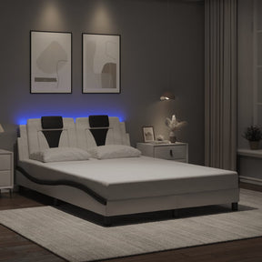 Vidaxl bedframe viana met led zonder matras wit en zwart 140x190 cm