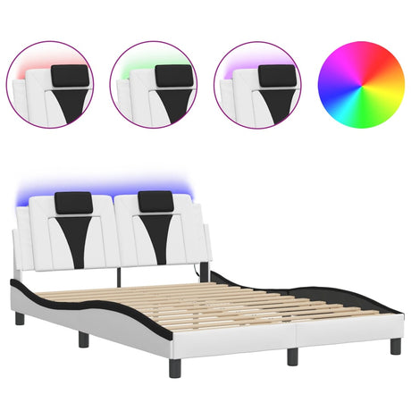 Vidaxl bedframe viana met led zonder matras wit en zwart 140x200 cm