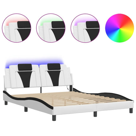 Vidaxl bedframe viana met led zonder matras wit en zwart 160x200 cm