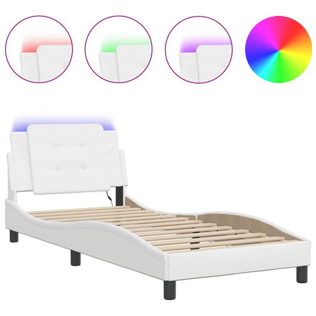 Vidaxl bedframe met led zonder matras zadar wit 90x190 cm